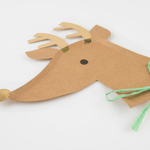 Our reindeer plates are embellished with paper bows and shiny gold foil for a really festive look. Image3