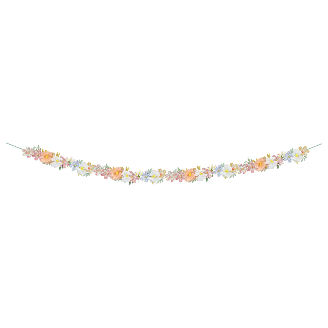 Our floral garland features pretty Liberty prints, making it wonderful for home decoration or as a baby shower decoration.