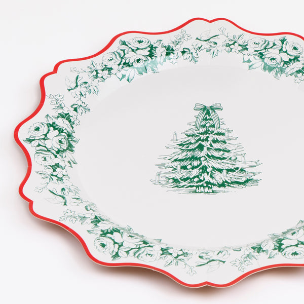 Our elegant Christmas range features a Toile du Jouy design in red and green, with plates, napkins, cups and a stylish paper garland. Image5