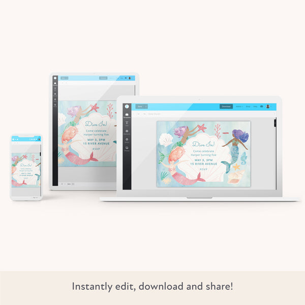 Mermaid Download & Print Invitation Image2