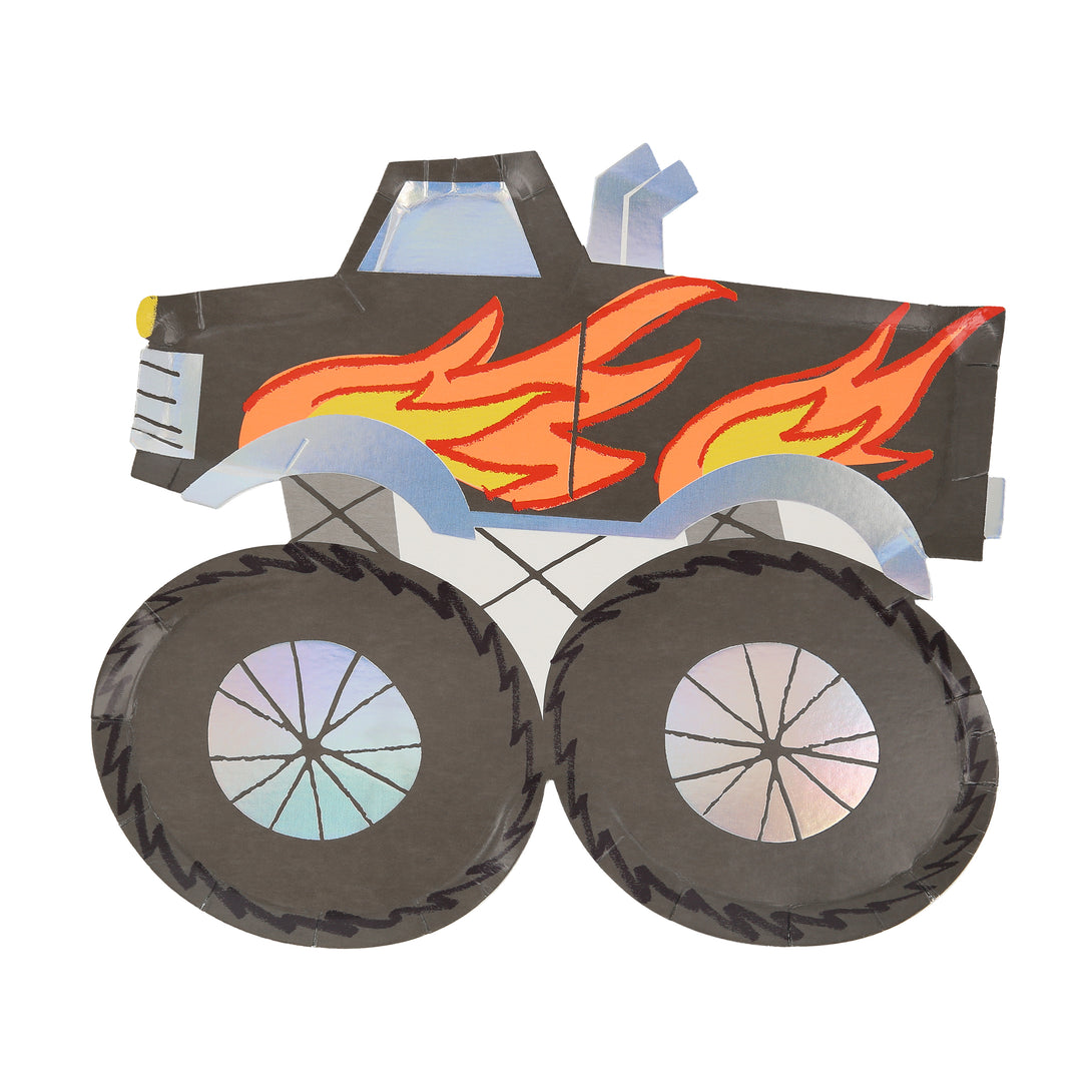 Our party plates are made in the shape of cool monster trucks, perfect for a monster truck party or a transport party.