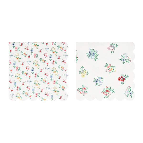 Use our large napkins, with floral designs, for table layering at your garden parties, bridal showers or as baby shower napkins.