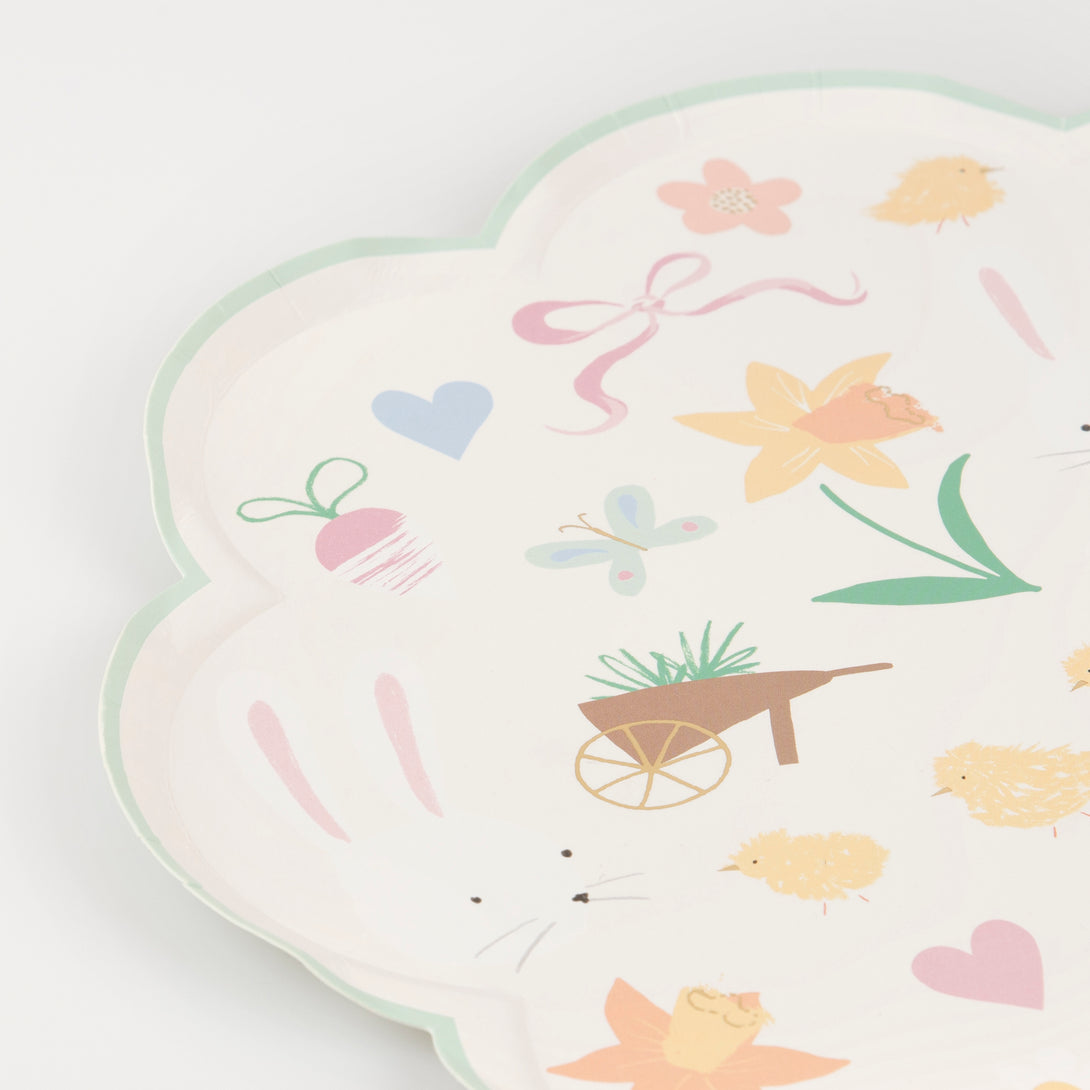 Our party pastel plates, with coloured borders, features Easter bunnies, eggs and chicks.