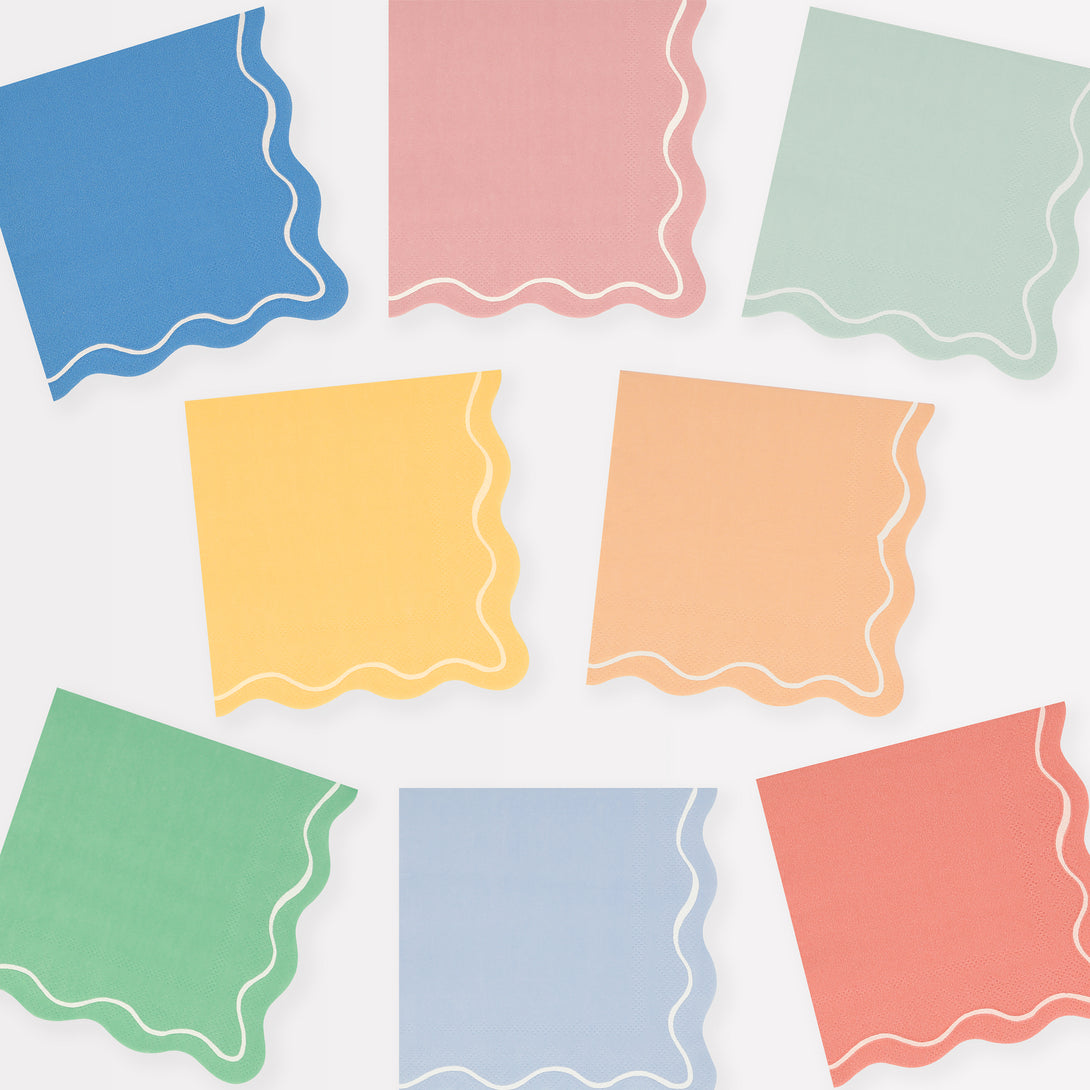 Our paper napkins come in a small size with a variety of colours - blue napkins, yellow napkins and pink napkins.