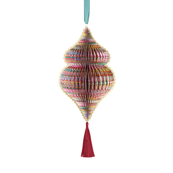 Our large Christmas decorations feature 3D honeycomb details, Liberty print designs in rich seasonal colours, tassels and satin ribbons. Image5