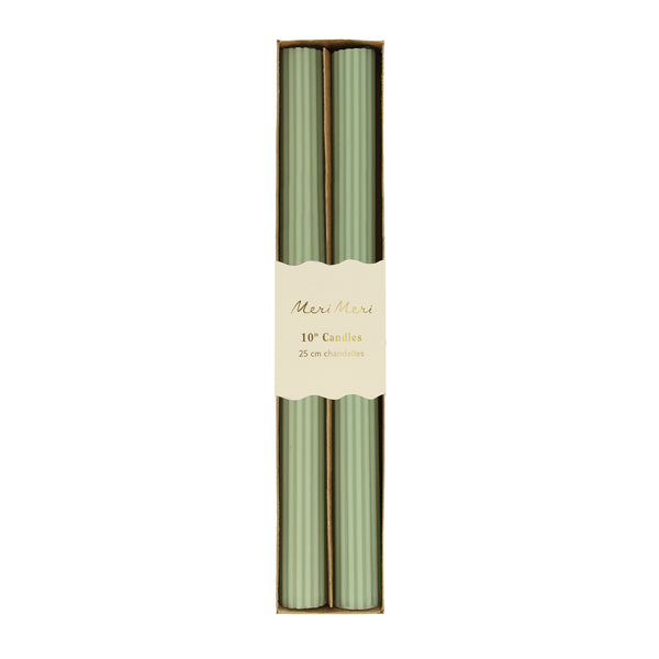 Our table candles, long with ridged details, are in a gorgeous green shade. Image5