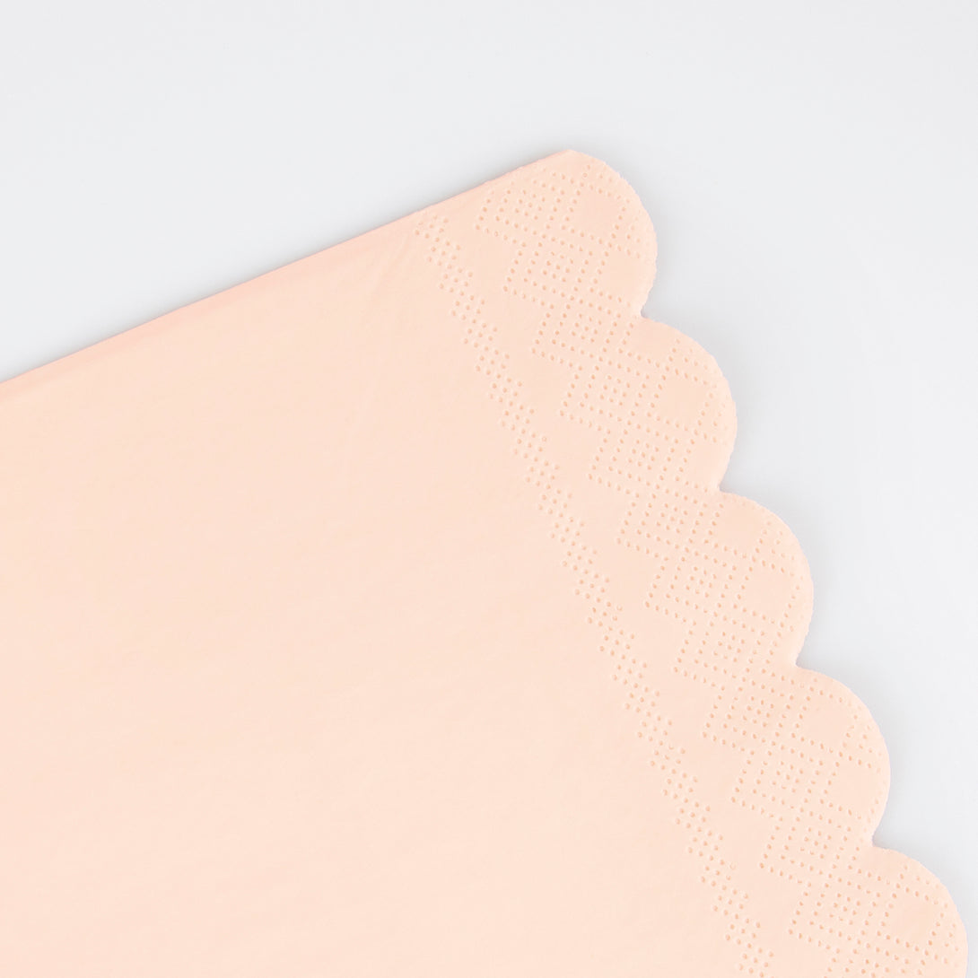Our small napkins have a beautiful scalloped edge and are perfect to add to your princess party supplies or as cocktail napkins.