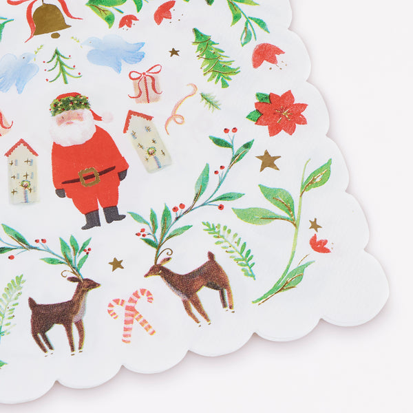 Unsere kleinen Weihnachtsservietten aus 3-lagigem Papier zeigen den Weihnachtsmann in einem von der Folklore inspirierten Design und sorgen so für ein warmes, festliches Gefühl bei Ihren Festmahlzeiten. Bild2