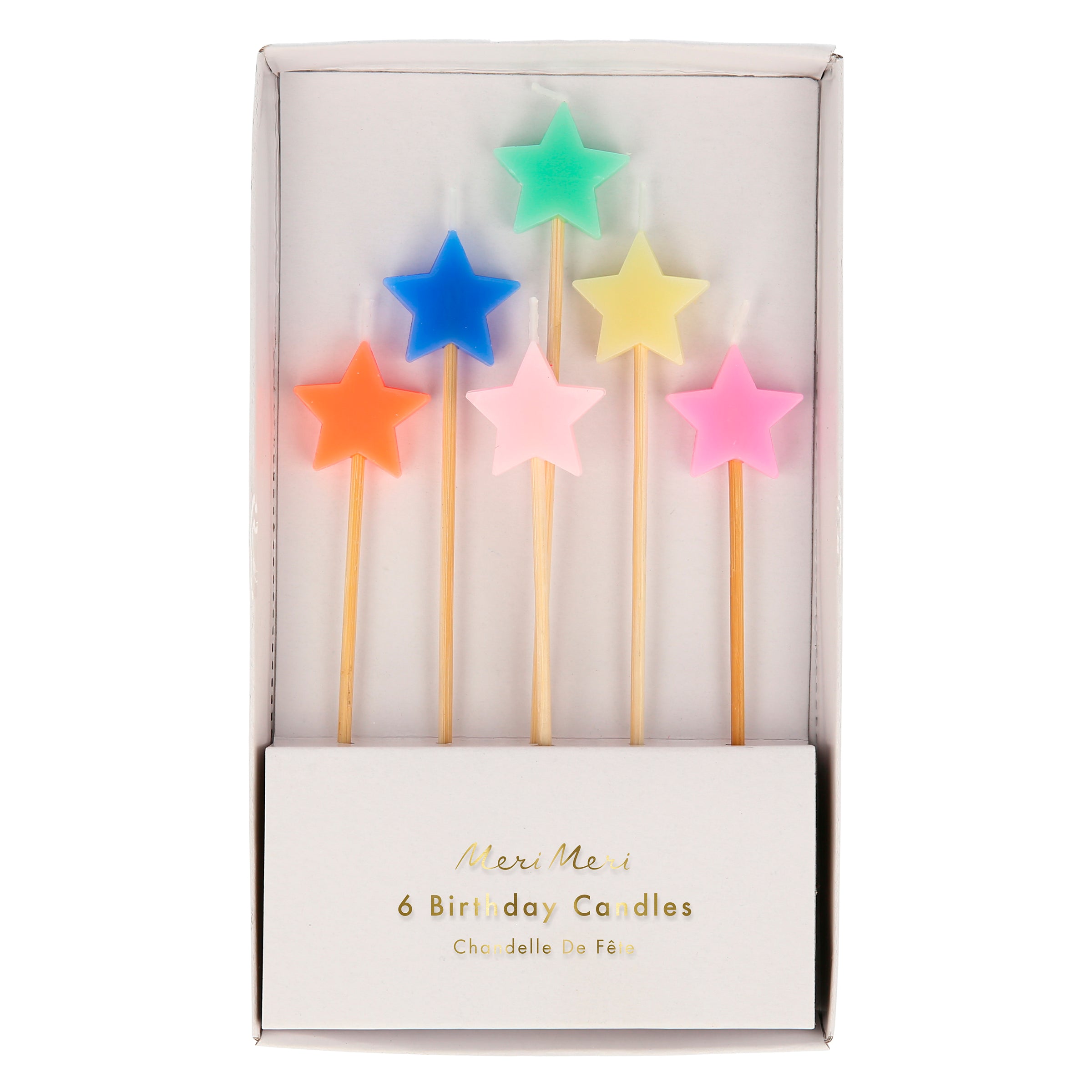 Our birthday cake candles, in the shape of stars, look amazing. They're perfect as baby shower candles too.
