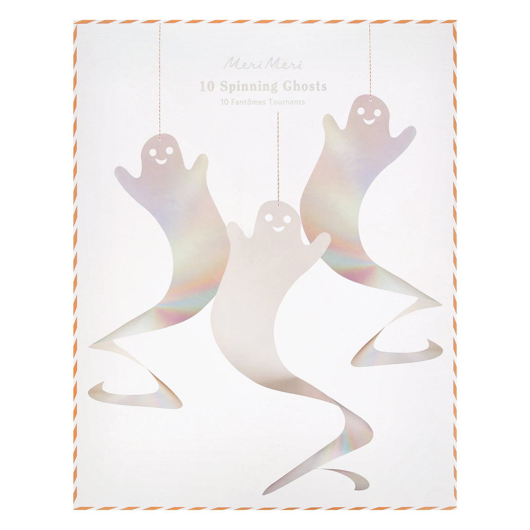 Our ghost decorations, with silver holographic foil, are perfect to add to your Halloween hanging decorations, designed to spin for great effect. Image6