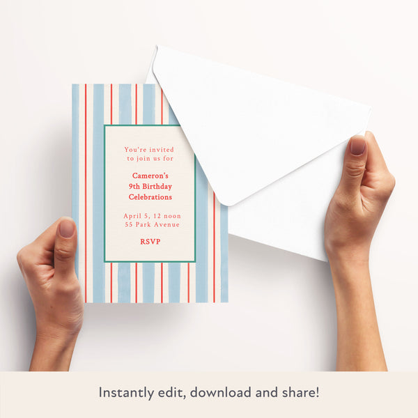 Preppy Stripe Download & Print Invitation