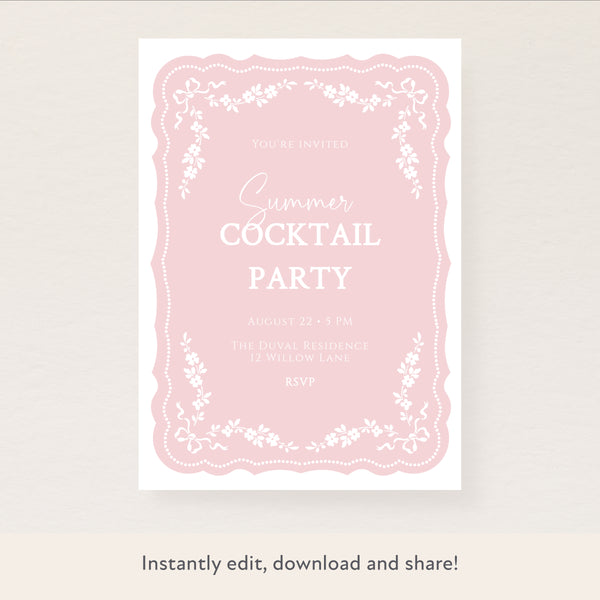 Pink Rococo Download & Print Invitation Image1