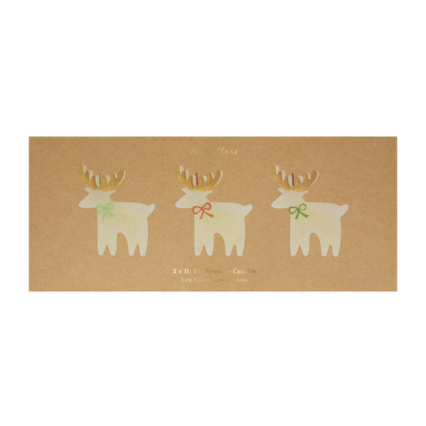 These Christmas table candles are reindeers with on-trend bows, gold details and fabulous coloured wicks, a great host gift. Image4