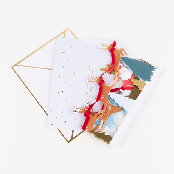 This sensational Santa Christmas Card transforms into a 3D Christmas decoration, with gold foil details and embellishments. Image2