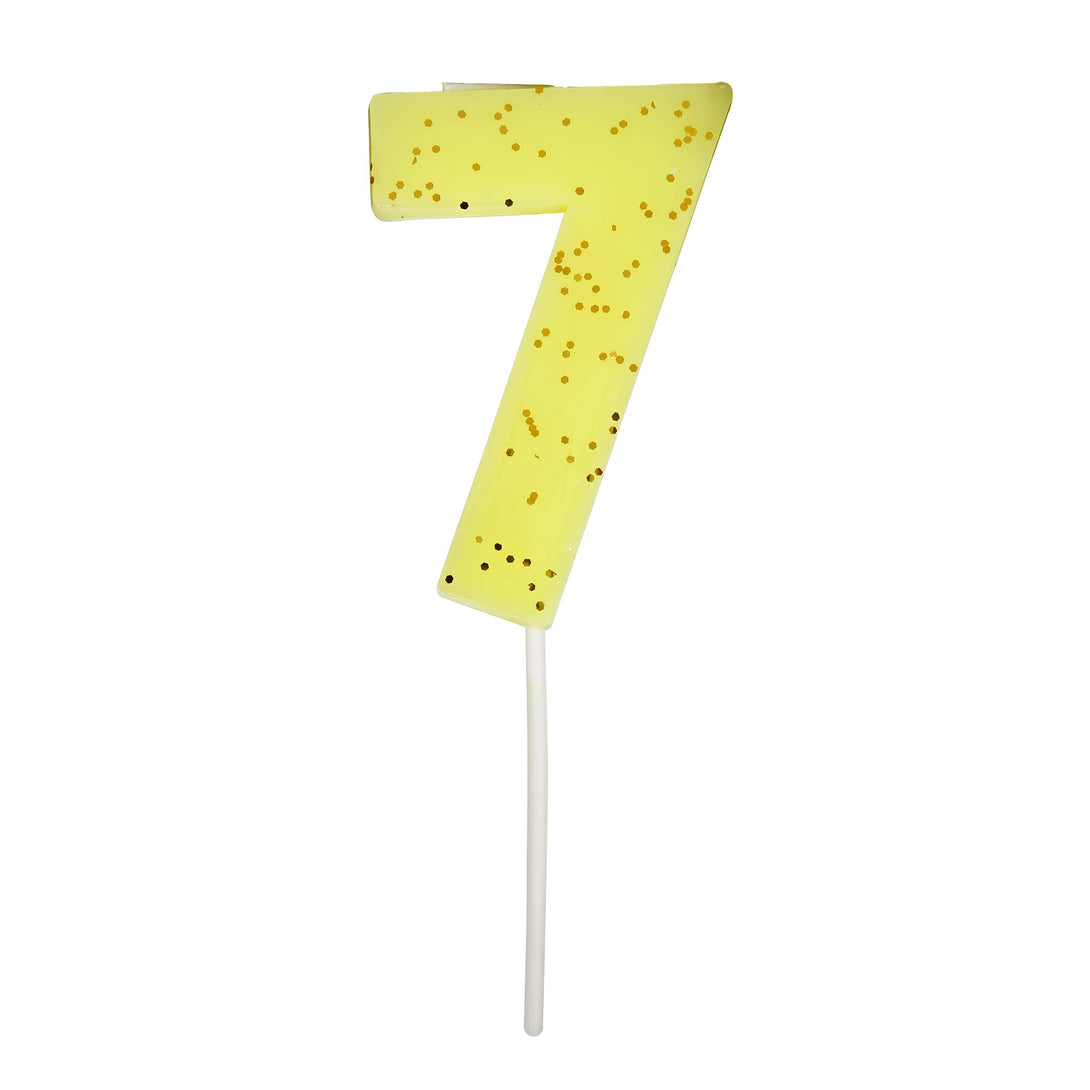 Yellow Number 7 Candle