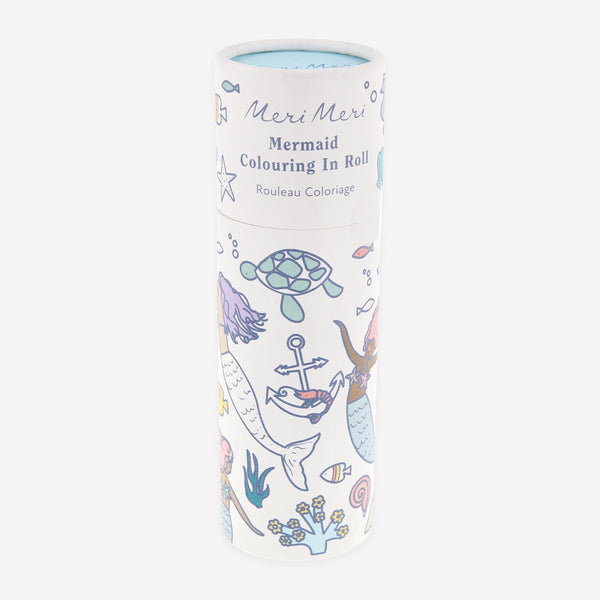 Our set of mermaid colouring pictures, presented in a roll with 5 wax crayons, is great to keep kids busy, ideal for mermaid parties. Image1