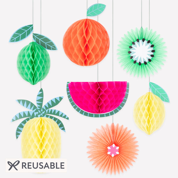 Our large paper fruits are the perfect tropical party decorations, hang the pack of seven together or separately for a statement effect. Image1
