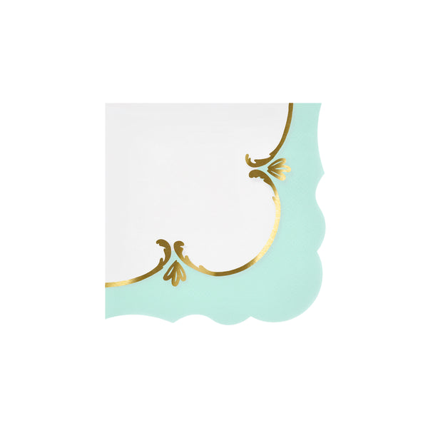 Our party napkins, made from 3-ply paper, have an elegant rococo design, pretty pastel shades and stylish gold foil details. Image5