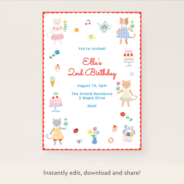 Kitten Club Download & Print Invitation Image1