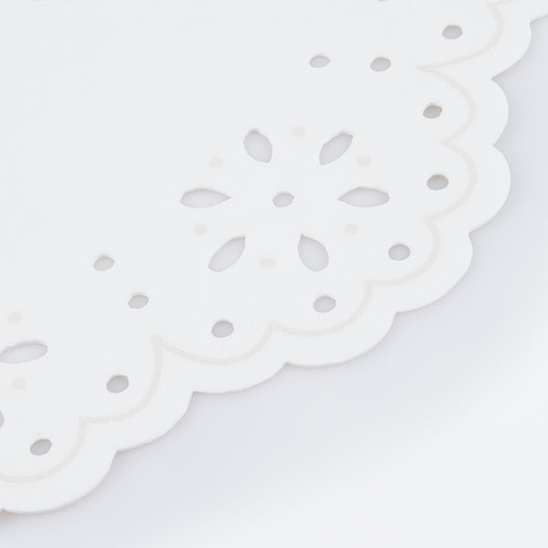 Our small party napkins, in white, have a pretty lace design and are ideal as baby shower napkins. Image3