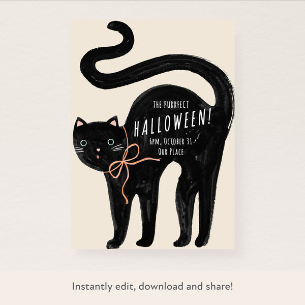 Halloween Cat Download & Print Invitation Image1