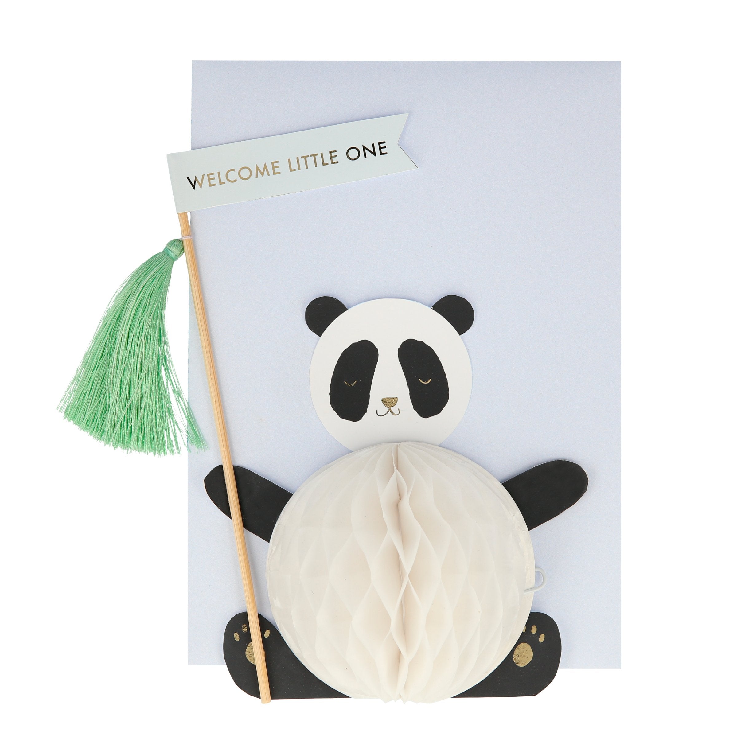 This 3D card, shaped like a panda, is perfect as a new baby card.