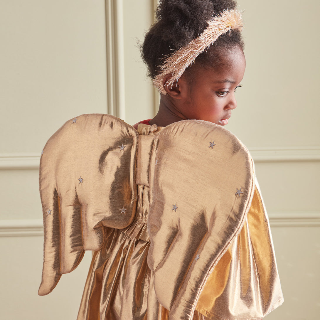 Our gold angel wings and gold angel handband are perfect kids' Christmas costumes.,Our gold angel wings and gold angel handband are perfect kids' Christmas costumes. Image1