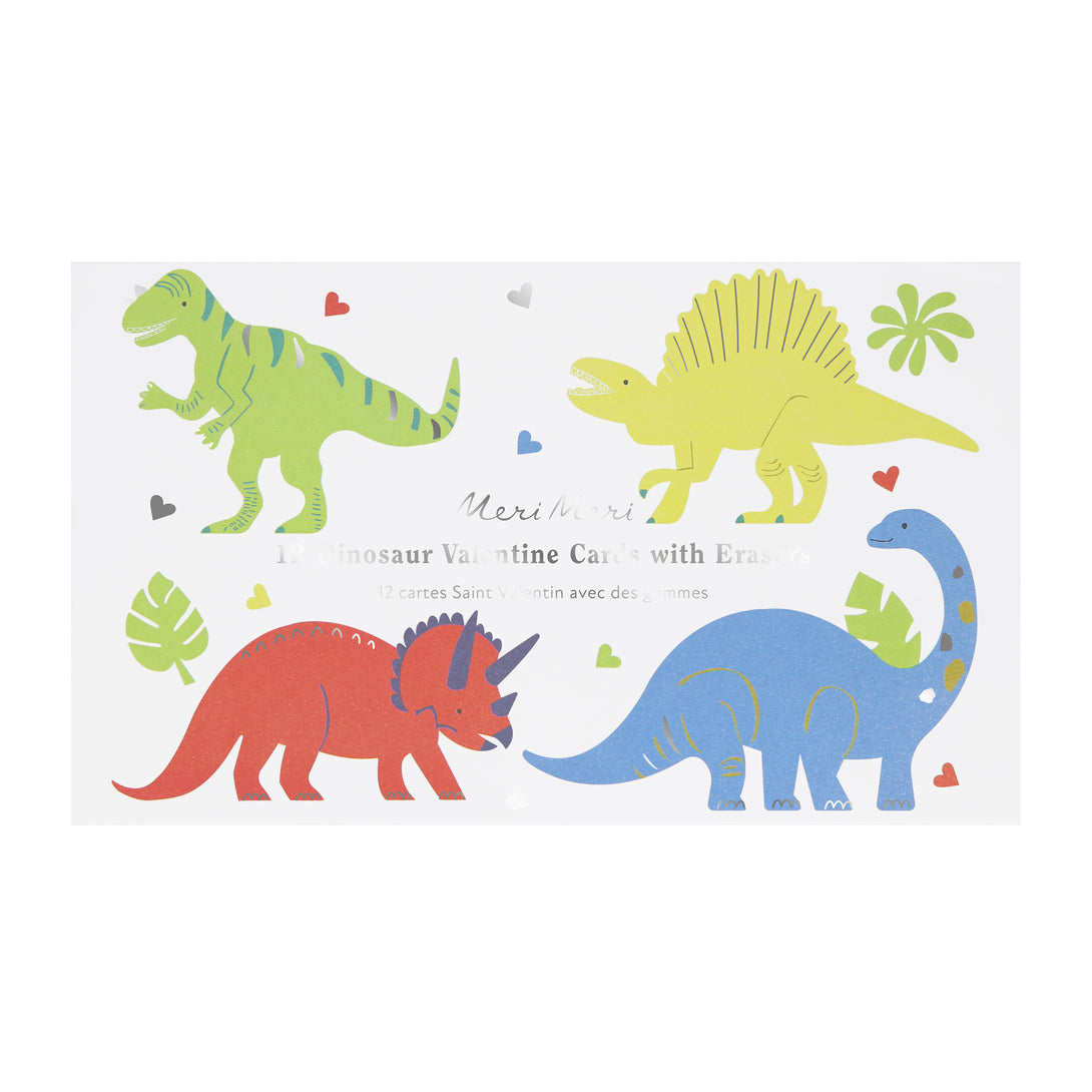 Our dinosaur cards team up with dinosaur erasers for a fun-filled Valentine's gift.