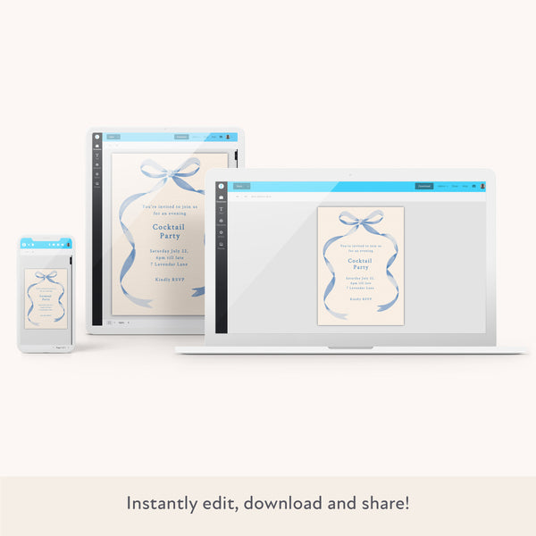 Fiocco blu Invito da scaricare e stampare