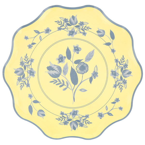 Our paper plates feature four pastel shades with cobalt blue botanical illustrations, ideal as bridal shower plates or for any grown up dinner. Image5