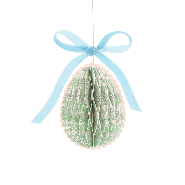 Our Easter egg decorations are made from honeycomb paper with Liberty floral designs, scalloped edges and velvet bows for luxe look. Image9