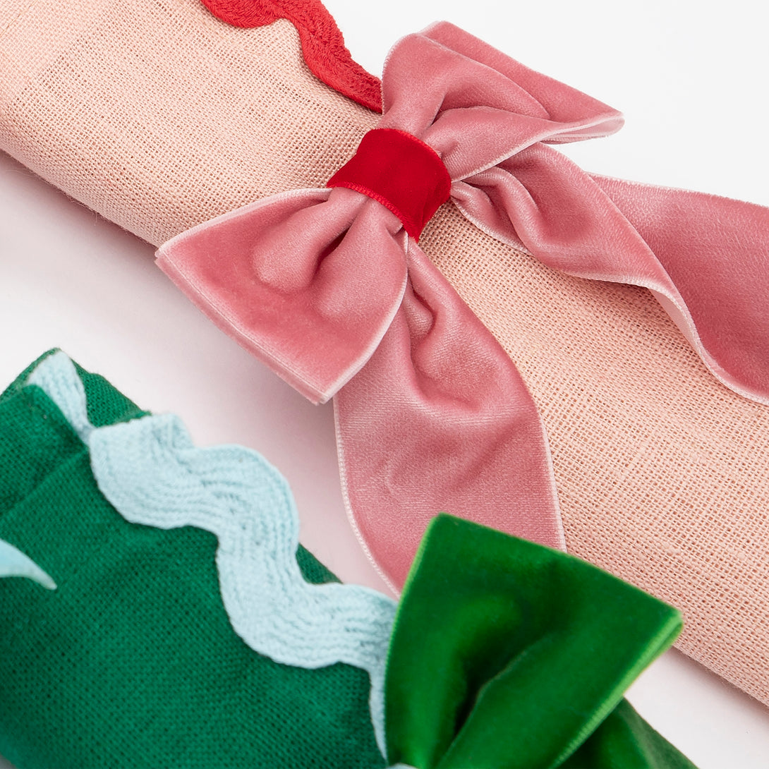 Our velvet bows make versatile Christmas gift box decoration ideas.