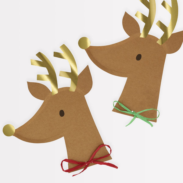 Our reindeer plates are embellished with paper bows and shiny gold foil for a really festive look.