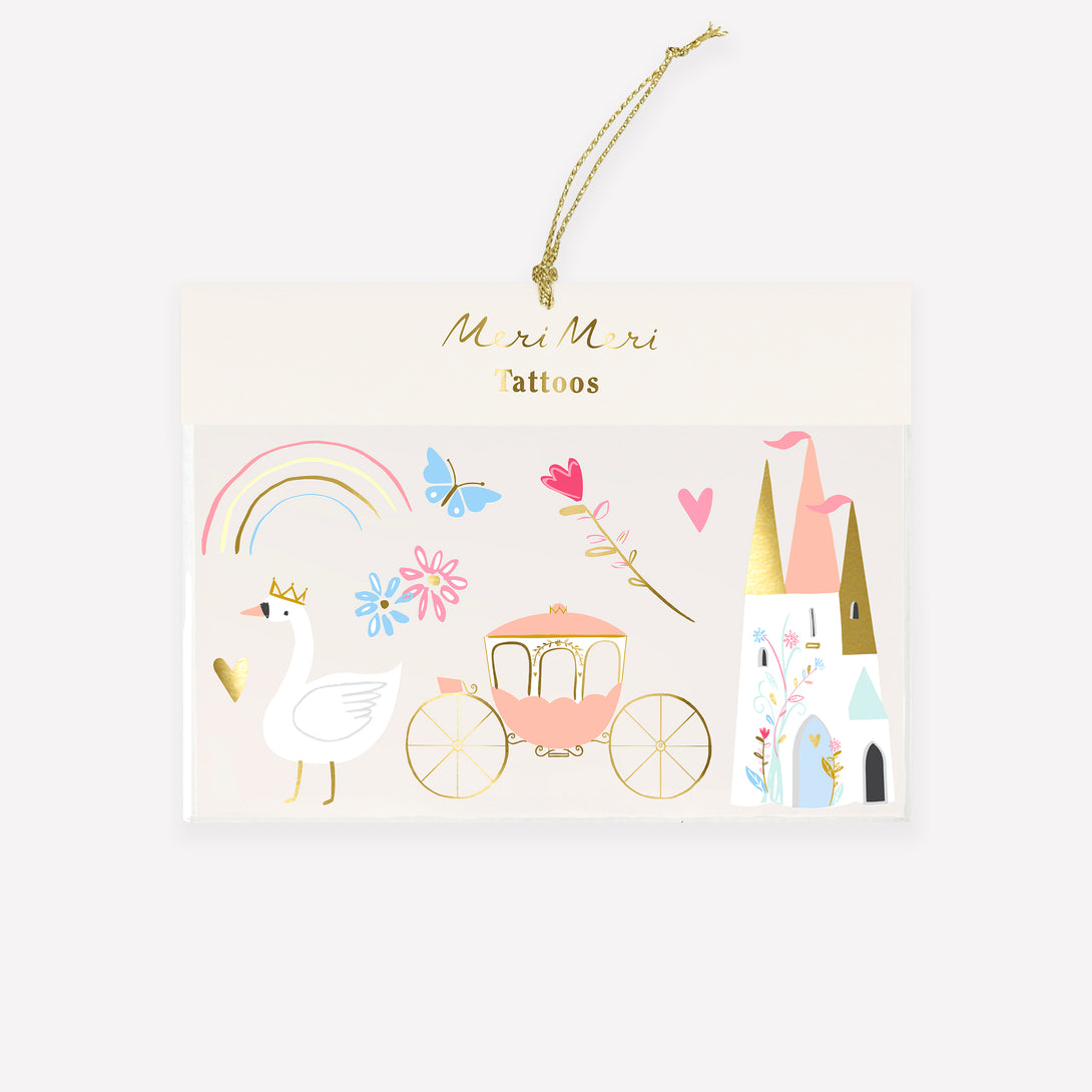 These beautiful fairytale tattoos for kids include icons from princess stories. Image1