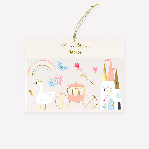 These beautiful fairytale tattoos for kids include icons from princess stories. Image1