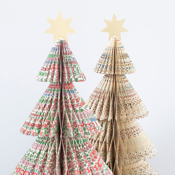 Our luxury Christmas trees, made from honeycomb paper with elegant Liberty floral and star print designs, are a wonderful 3D design. Image3