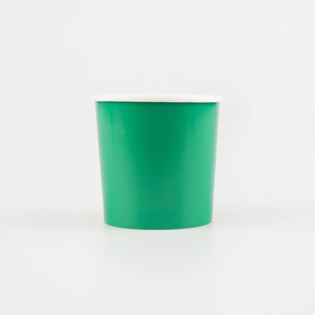 Our paper cups, in a gorgeous green, are brilliant for any special celebration.