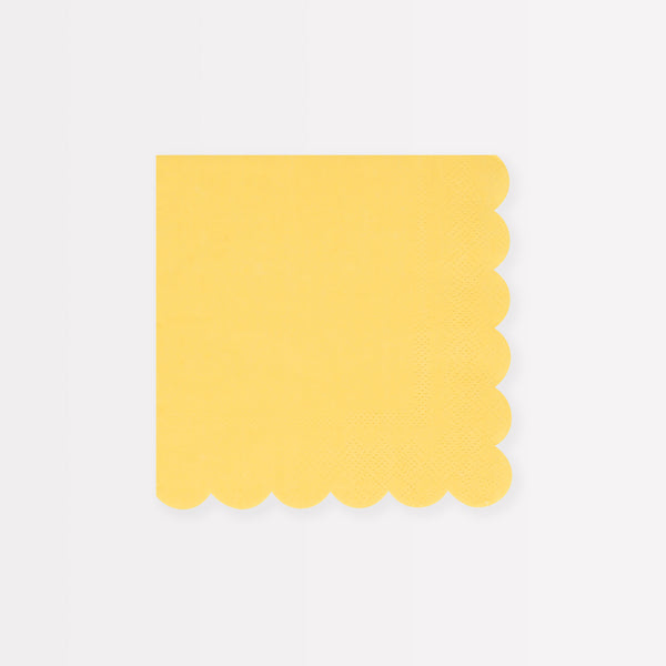 Our party napkins, in a sunshine yellow, are ideal as kids napkins, ideal to add to your birthday party supplies.
