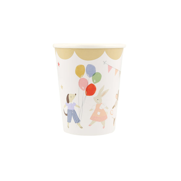 Our paper party cups have a adorable animal and balloon design with pastel colours for a vintage look, ideal as baby shower cups. Image4