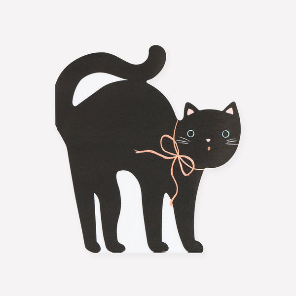 Unsere Halloween-Party-Servietten in Form einer schwarzen Katze verleihen Ihrem Partytisch einen verspielten Look und sind auch für den praktischen Gebrauch perfekt geeignet. Bild1