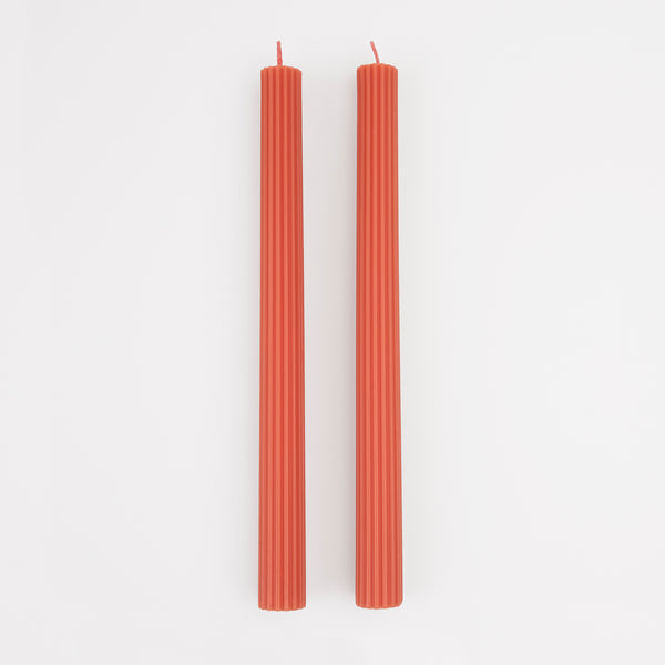 Our tall candles, in coral, are wonderful as a hostess gift or table decoration. Image4