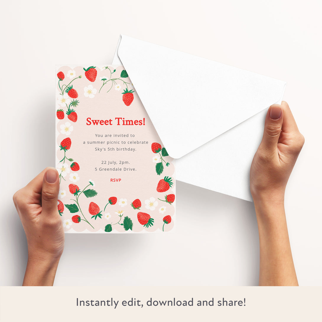 Strawberries Download & Print Invitation