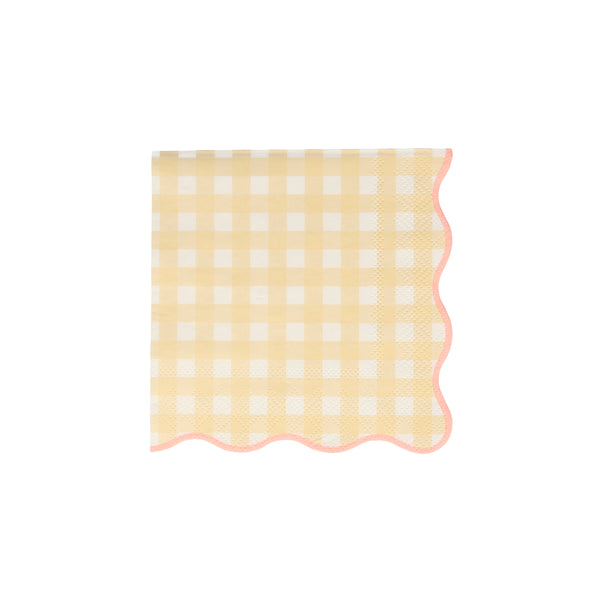 Our paper napkins with a gingham print and scalloped edge will look amazing on your party table. Image3