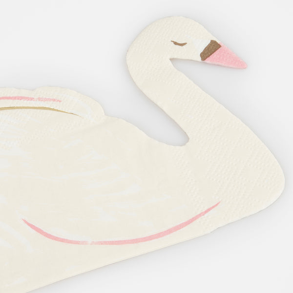 Our party napkins, the shape of elegant swans, are ideal as engagement party napkins, princess party napkins or garden party  napkins. Image2