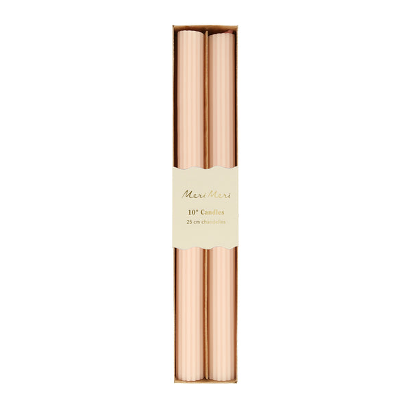 Decorate your table or mantel with our ridged long candles in a pretty peach pink shade. Image5