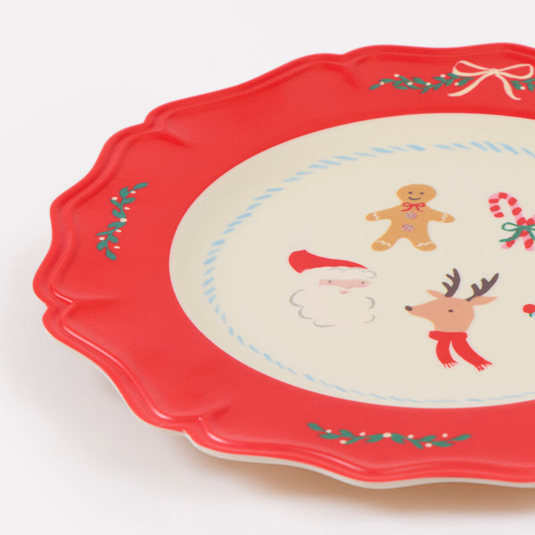 Our Christmas melamine plates, in a large plate size, feature jolly designs of traditional Christmas motifs with seasonal colours for a fun look. Image2
