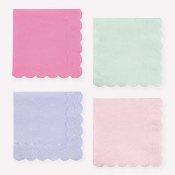 Our pastel napkins include pink, mint and violet, ideal as baby shower napkins or for princess parties. Image1