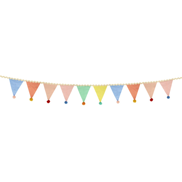 Add a pop of pastel colour to your party table or wall with our flag garland with pompoms. Image6