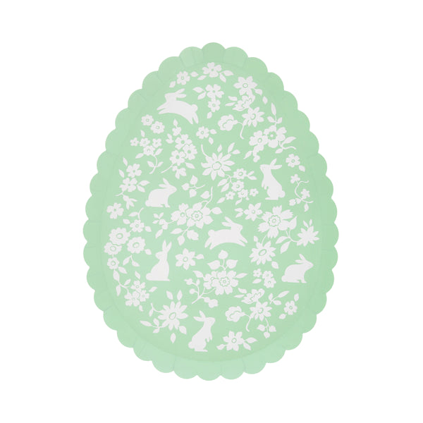 Our paper plates, egg-shaped with a ditsy flower and bunny illustration, are ideal to add to your Easter decorations for a playful table look. Image5