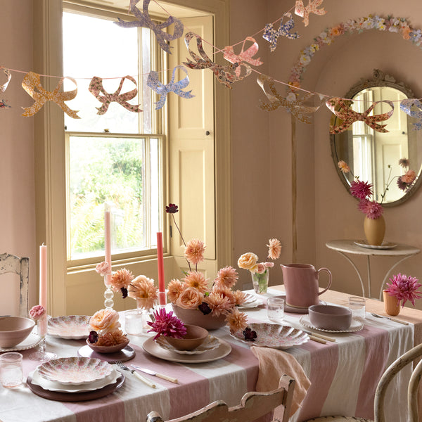 Our paper garland has pretty Liberty bow pennants and a pink velvet ribbon, a versatile garland Image2